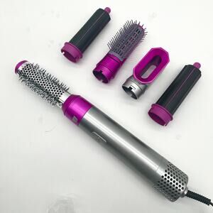 Hair Styling Hot Air Brush with Pink and Silver Attachments - Unbranded
